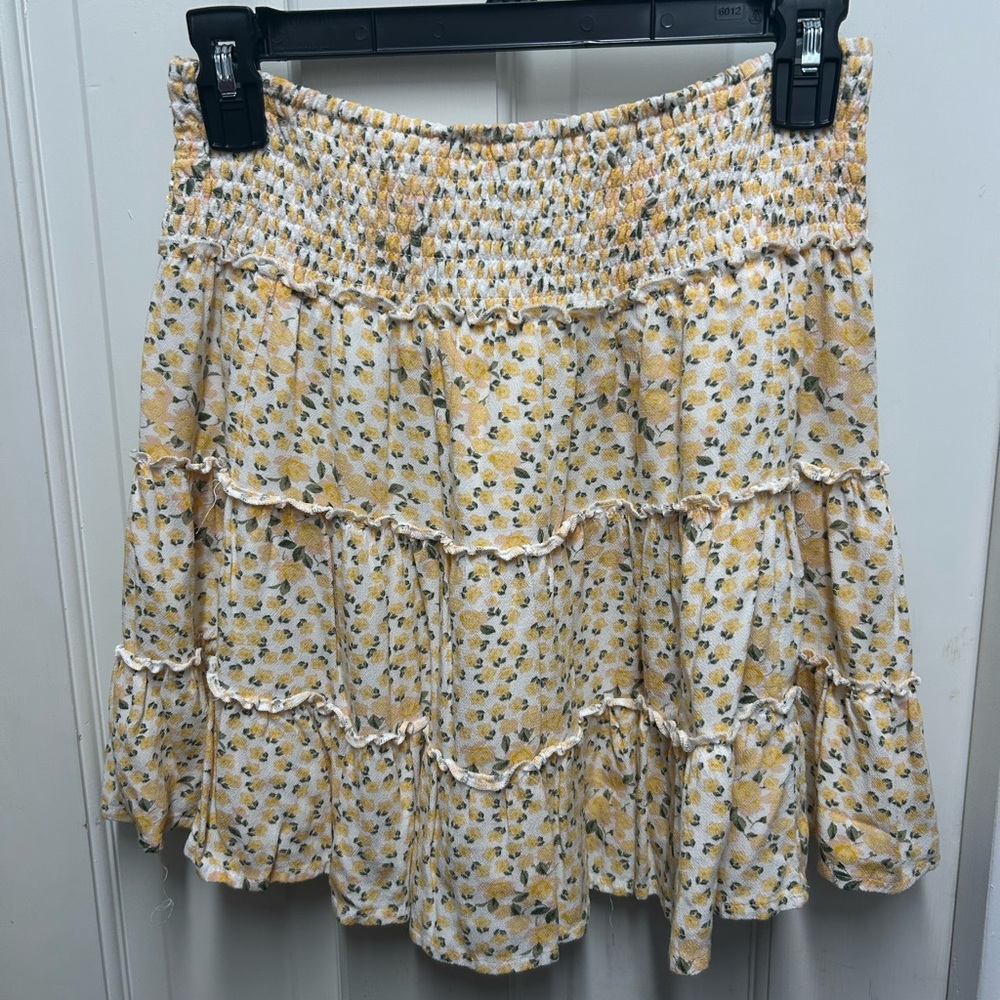 American Eagle Outfitters Cream and Brown Bubble Mini Skirt